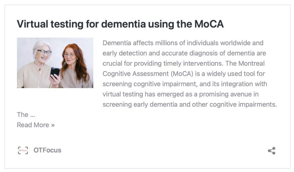 MOCA virtual testing for dementia
